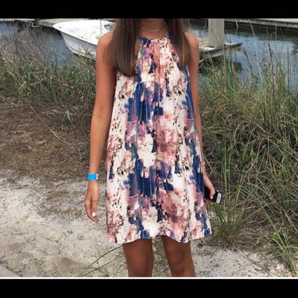 Tangerine NYC Silk Watercolor Dress - Picture 5 of 5
